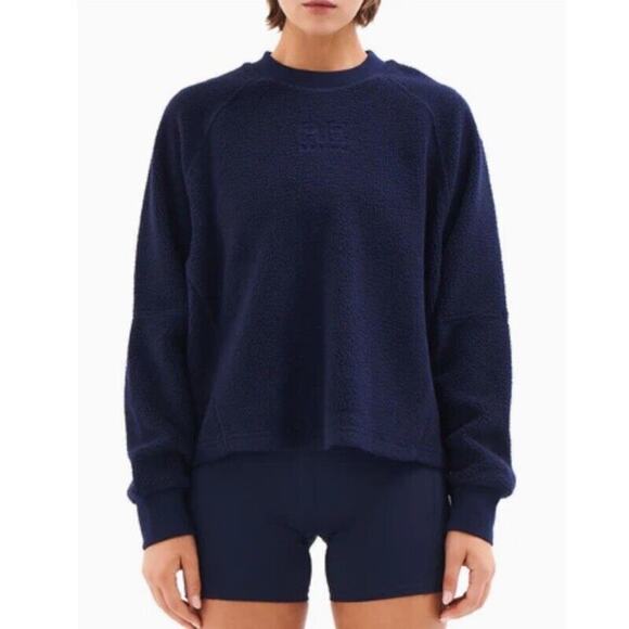 P.E Nation Sweatshirt Large Fall Fleece Navy Long Sleeve Logo Crewneck Lounge - Picture 1 of 6